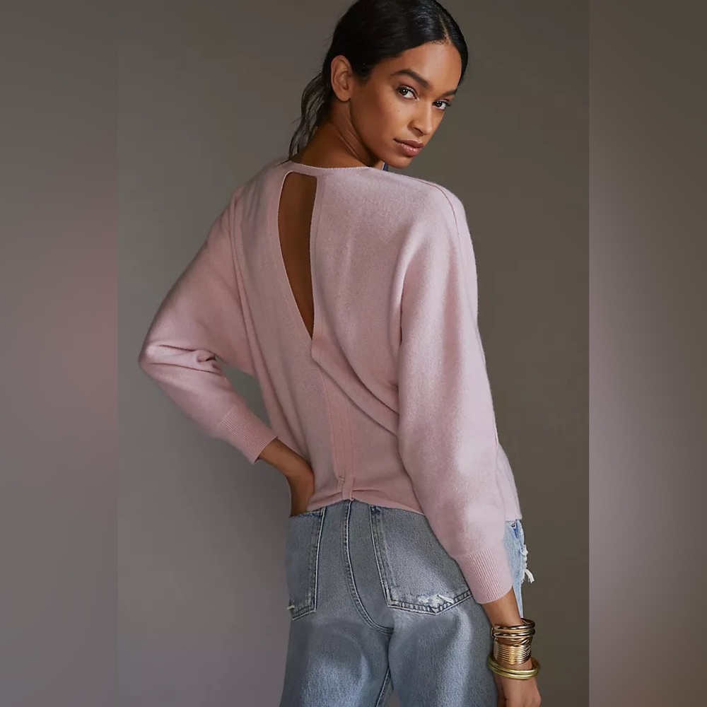 Anthropologie pilcro open back cashmere sweater in pink - Picture 2 of 6